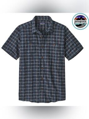 Patagonia Short-Sleeve Blue Plaid Button-Down Shirt